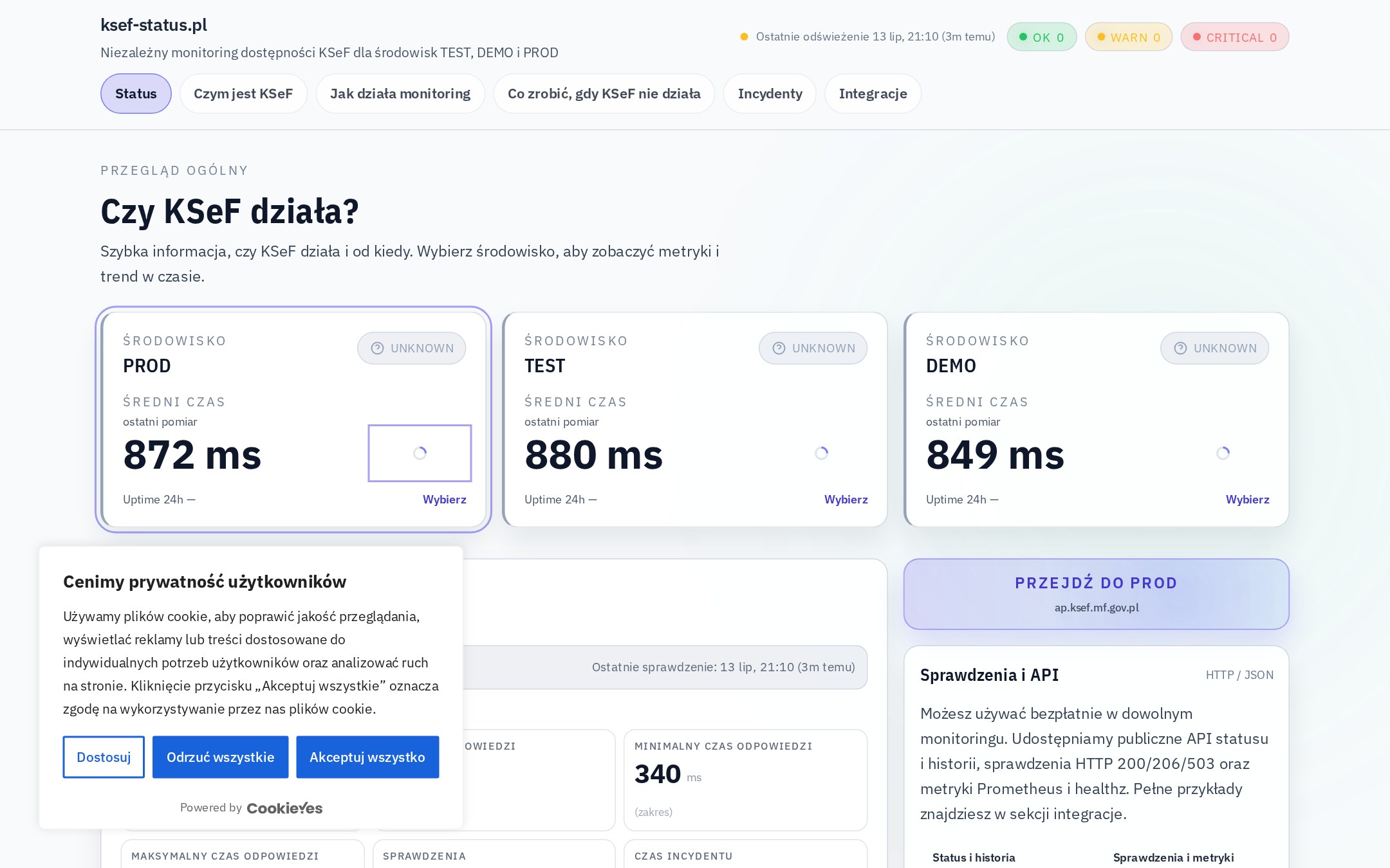 Screenshot serwisu ksef-status.pl